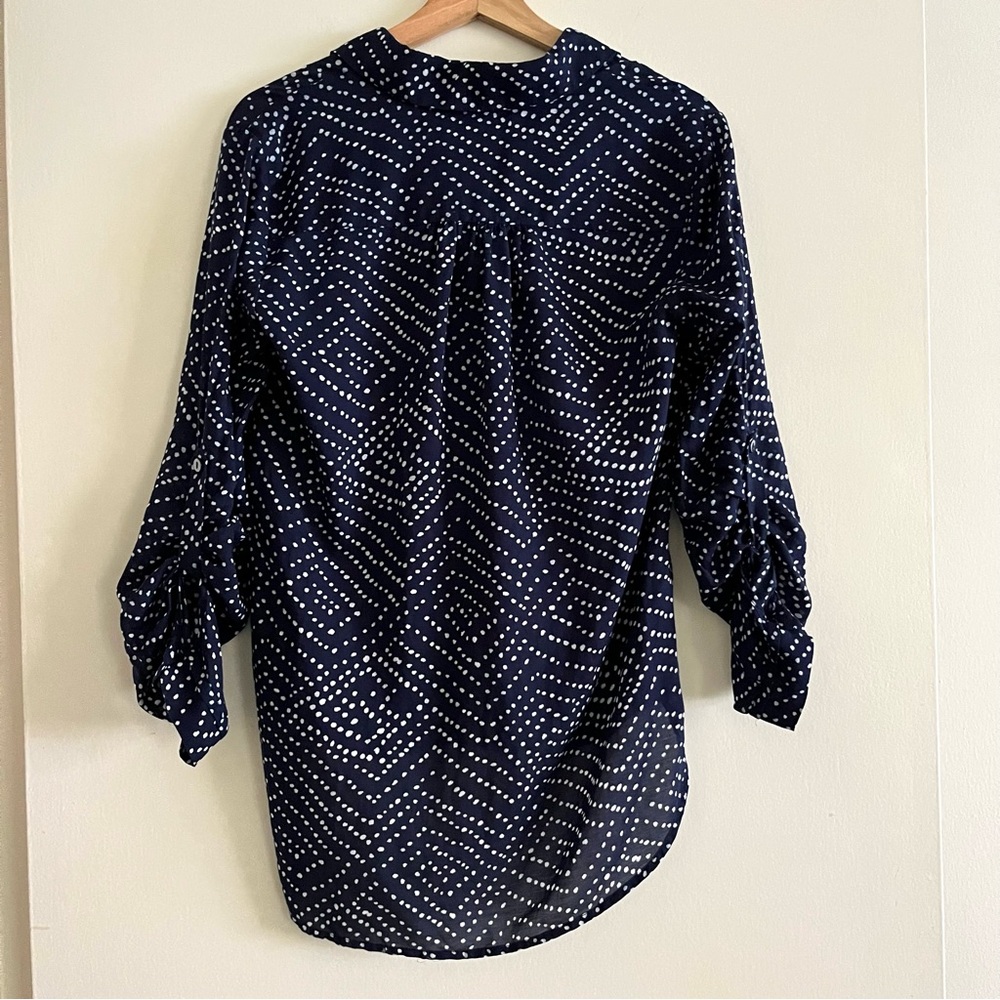 Diane Von Furstenberg Lorelai Two Navy Button Down Cotton Silk Lightweight 4 - Picture 9 of 14